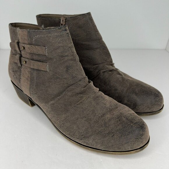 Sophia Taylor Womens Brown Suede Leather Almond Toe Ankle Size 12W Bootie - Picture 2 of 9